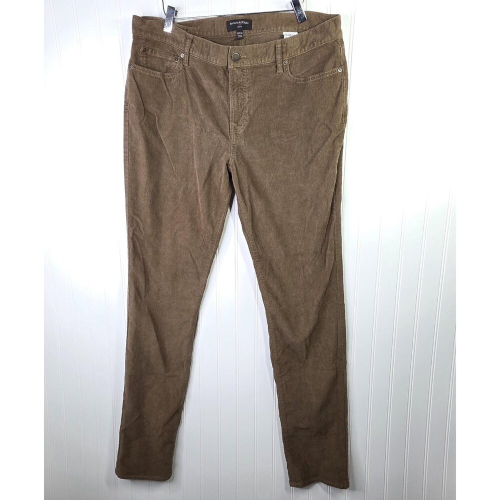 Banana Republic Corduroy Pant Men 35x36 Actual 35x34 Brown Slim Straight Stretch